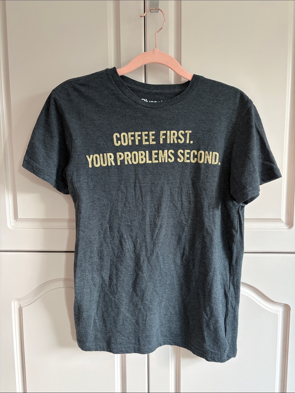 Bluenotes Grey "Coffee First" Graphic T-Shirt S